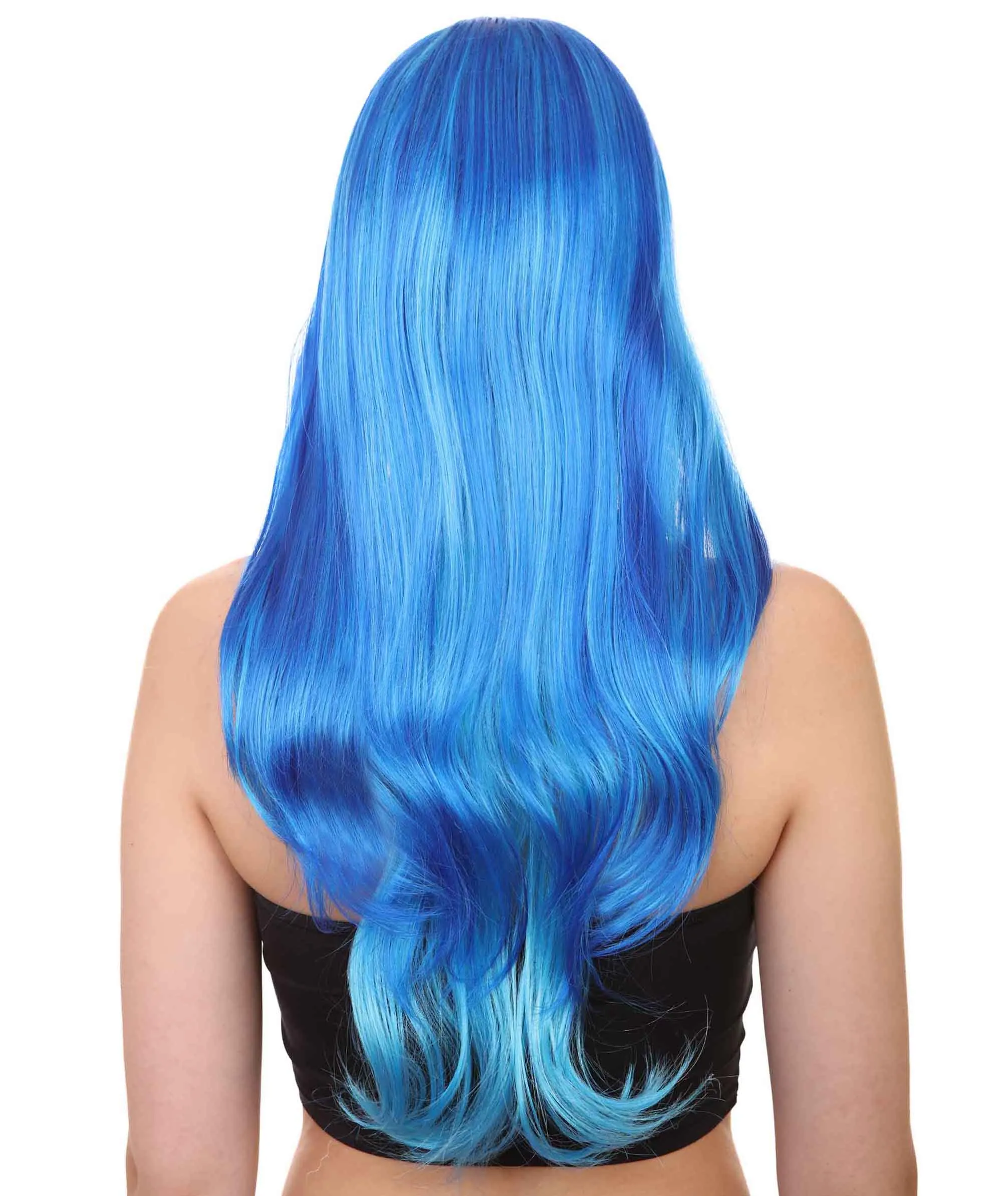 Long Wavy Blue Womens Wig | Sexy Cosplay Party Halloween Wig | Premium Breathable Capless Cap