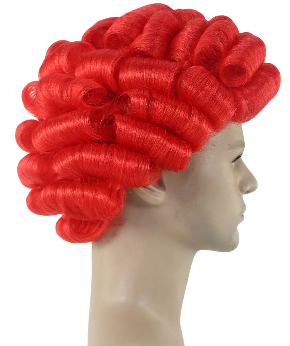 Men Curly Rockstar Wig Red | Premium Breathable Capless Cap