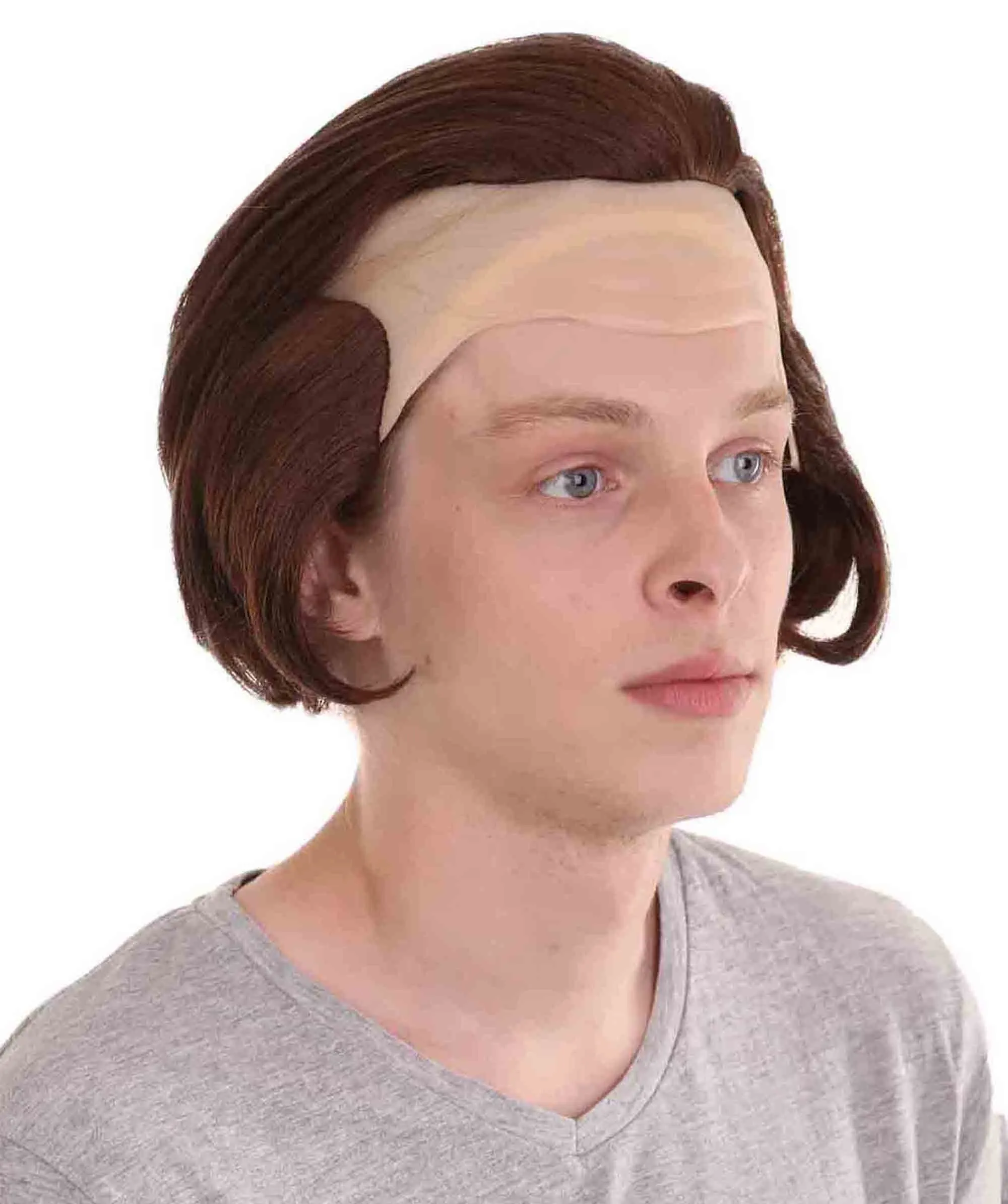 Men Half Bald Wig Brown Cosplay Halloween Wig