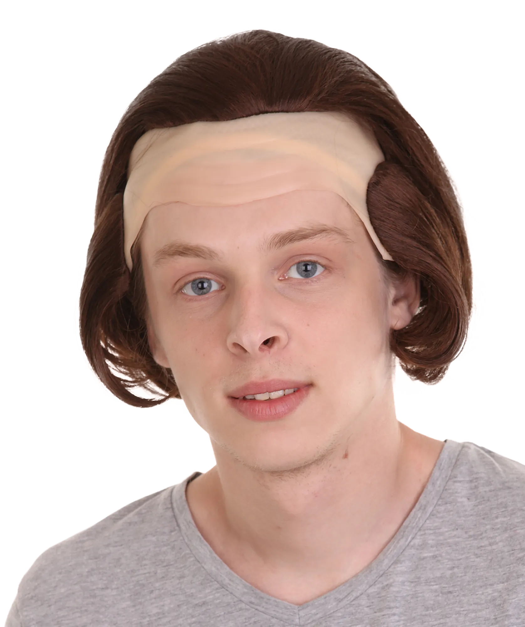 Men Half Bald Wig Brown Cosplay Halloween Wig