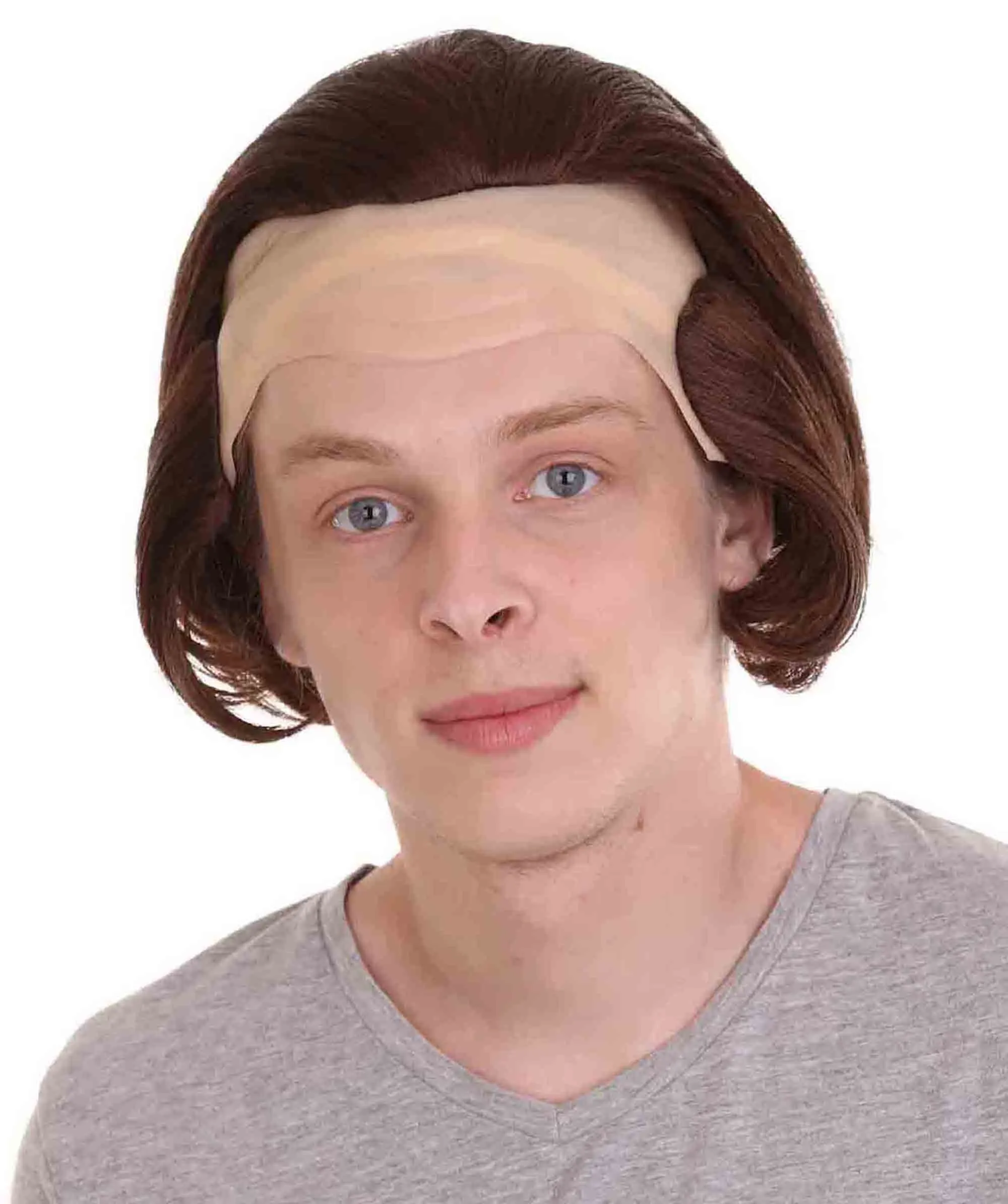 Men Half Bald Wig Brown Cosplay Halloween Wig