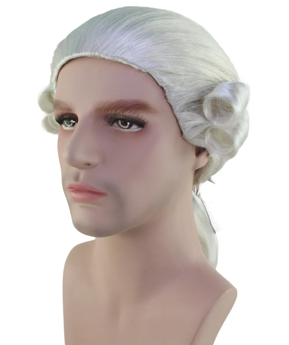 Mens Colonial Judge Historical White Wigs | Premium Breathable Capless Cap