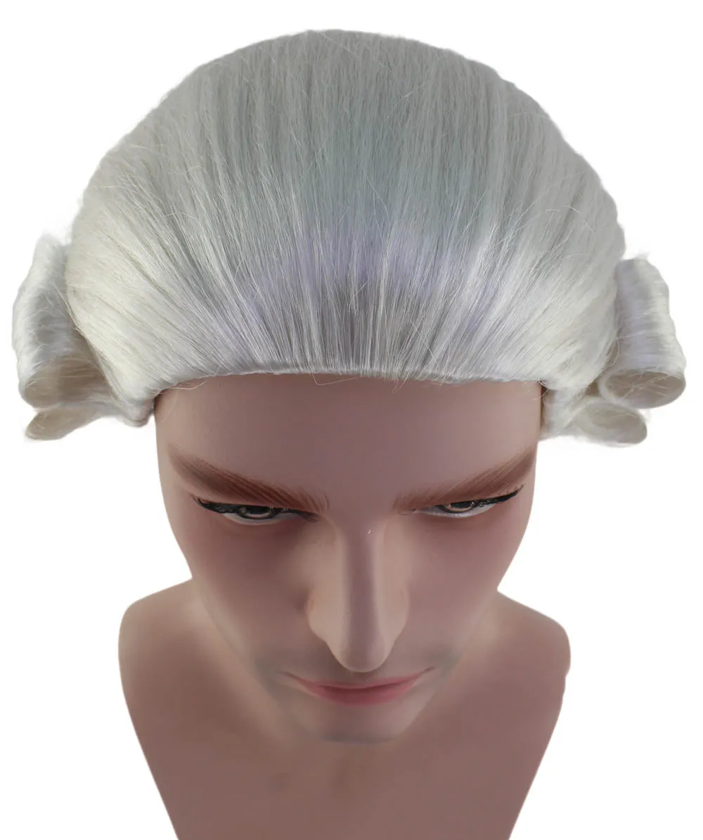 Mens Colonial Judge Historical White Wigs | Premium Breathable Capless Cap