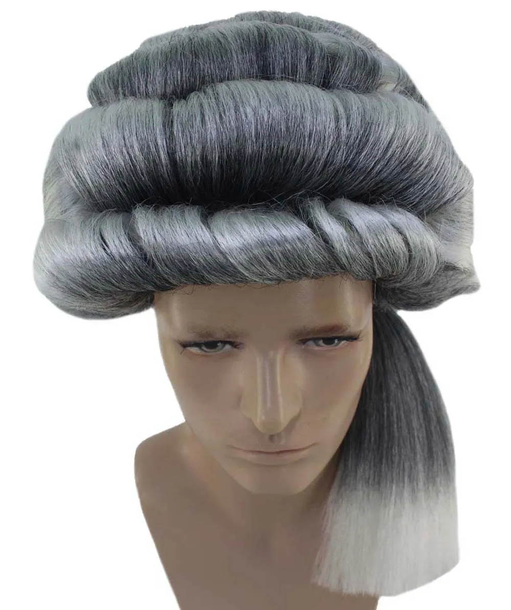 Mens Colonial  Long Grey Historical Wigs | Premium Breathable Capless Cap
