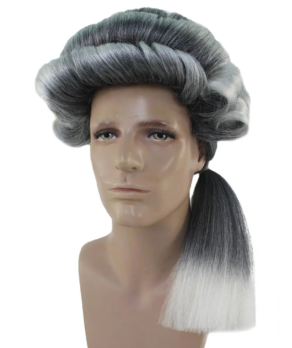 Mens Colonial  Long Grey Historical Wigs | Premium Breathable Capless Cap
