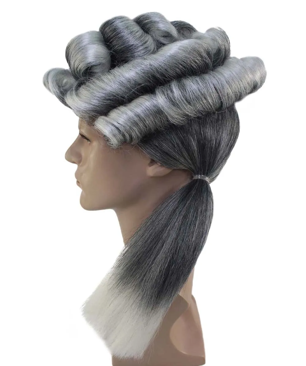 Mens Colonial  Long Grey Historical Wigs | Premium Breathable Capless Cap