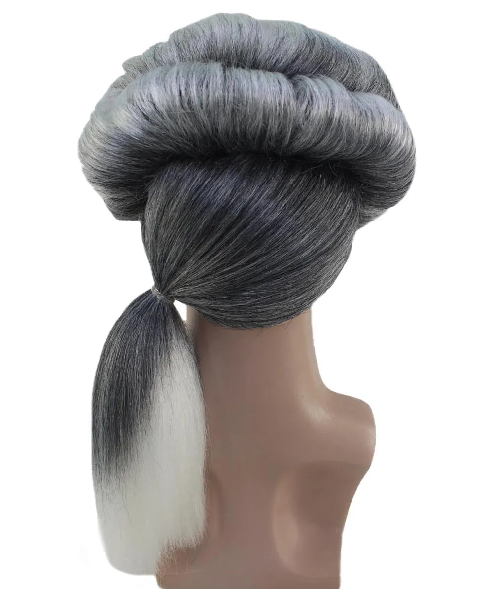 Mens Colonial  Long Grey Historical Wigs | Premium Breathable Capless Cap