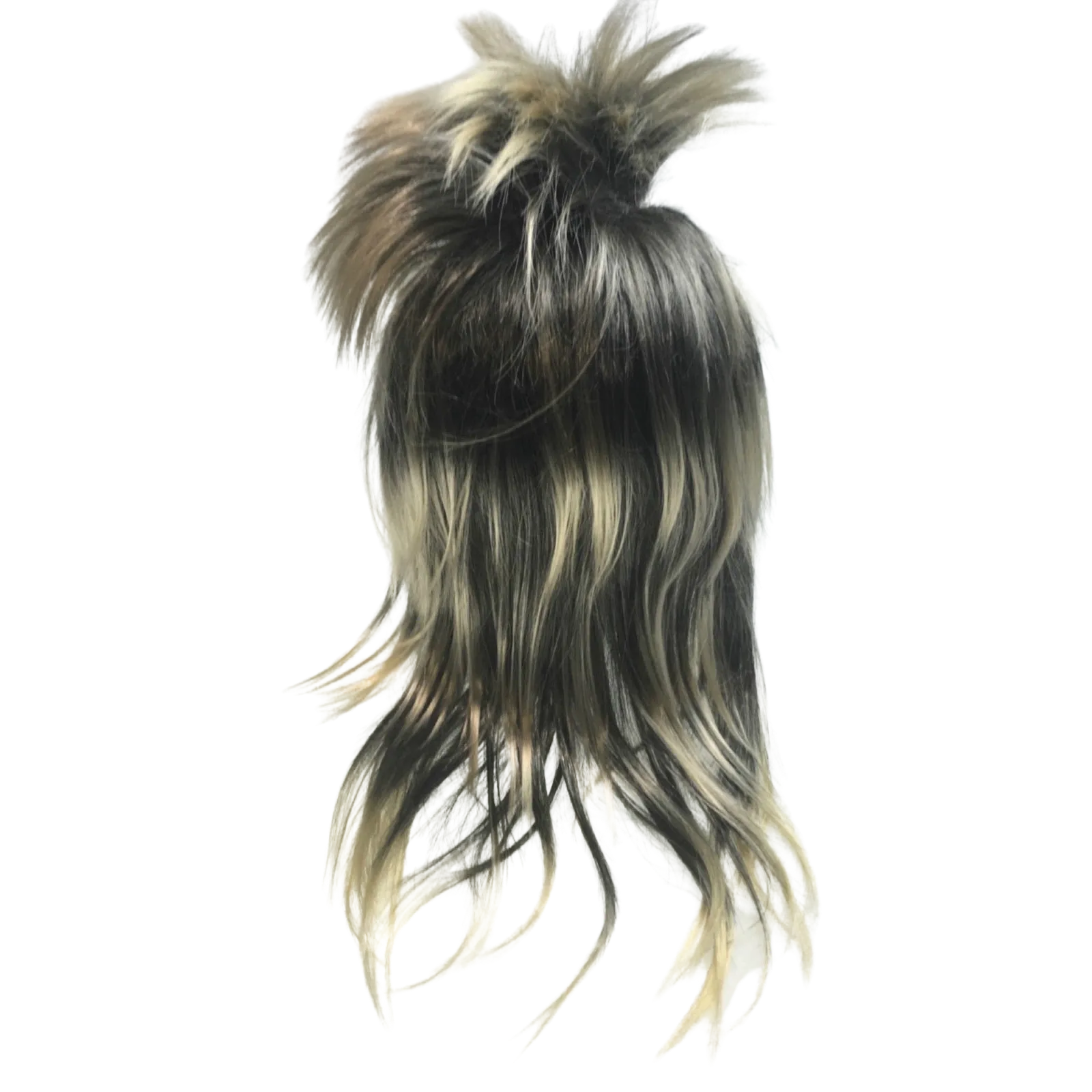 Mens Long SPIKY Wig Rock Punk 80s Fancy Dress Costume Bogan Mullet Spikey - Black/Blonde