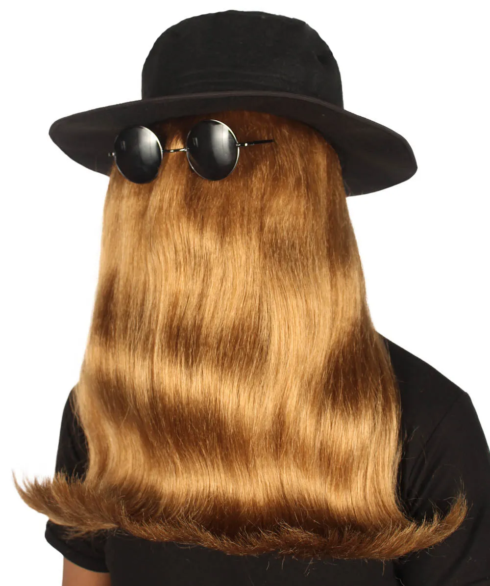 Men's Shoulder Length Straight Creature Wig | Brown Cosplay Halloween Wigs | Premium Breathable Capless Cap