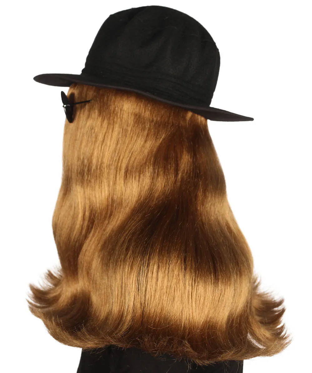 Men's Shoulder Length Straight Creature Wig | Brown Cosplay Halloween Wigs | Premium Breathable Capless Cap