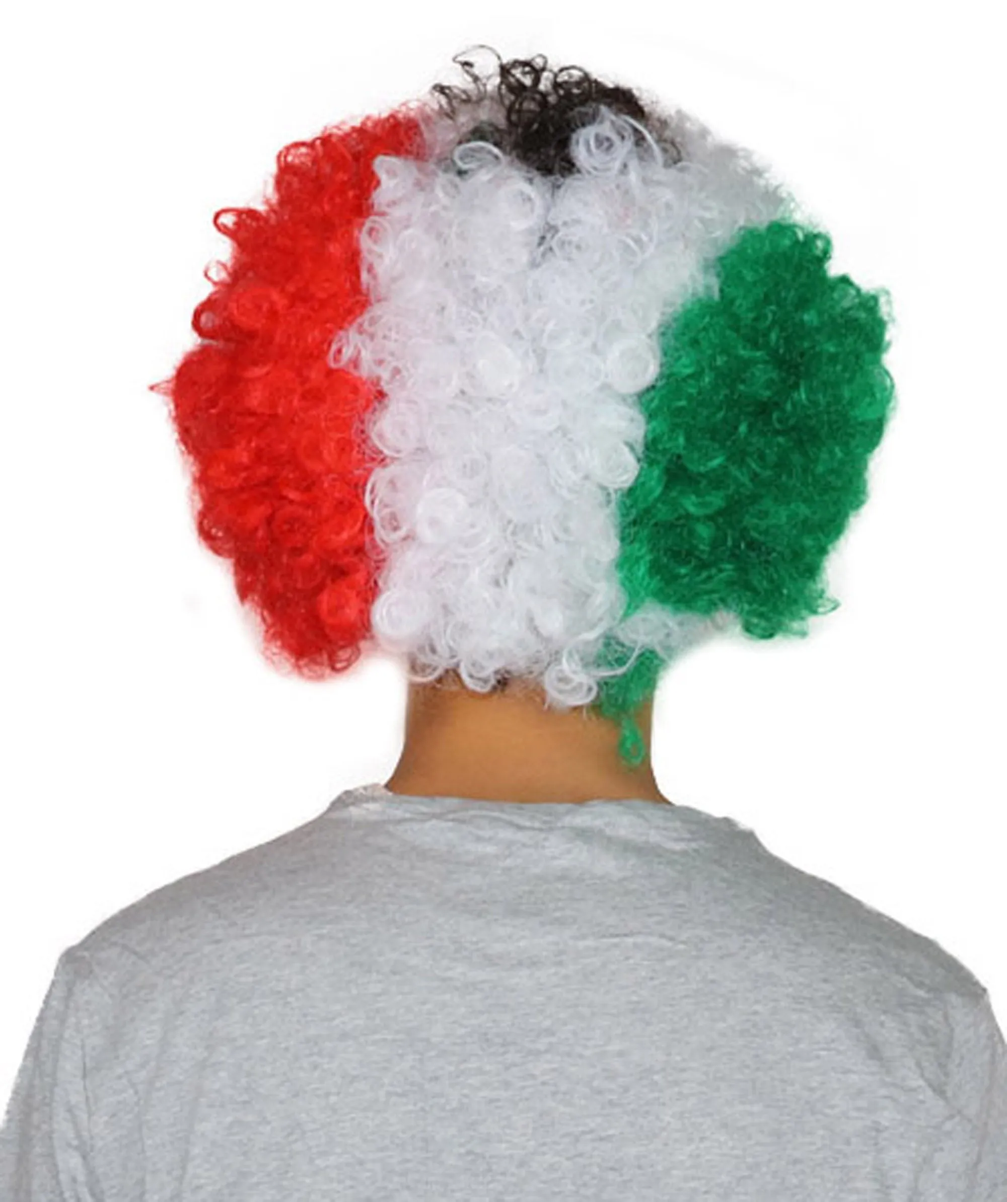 Mexico Sport Afro Fun Wig | Jumbo Red White Green Wig