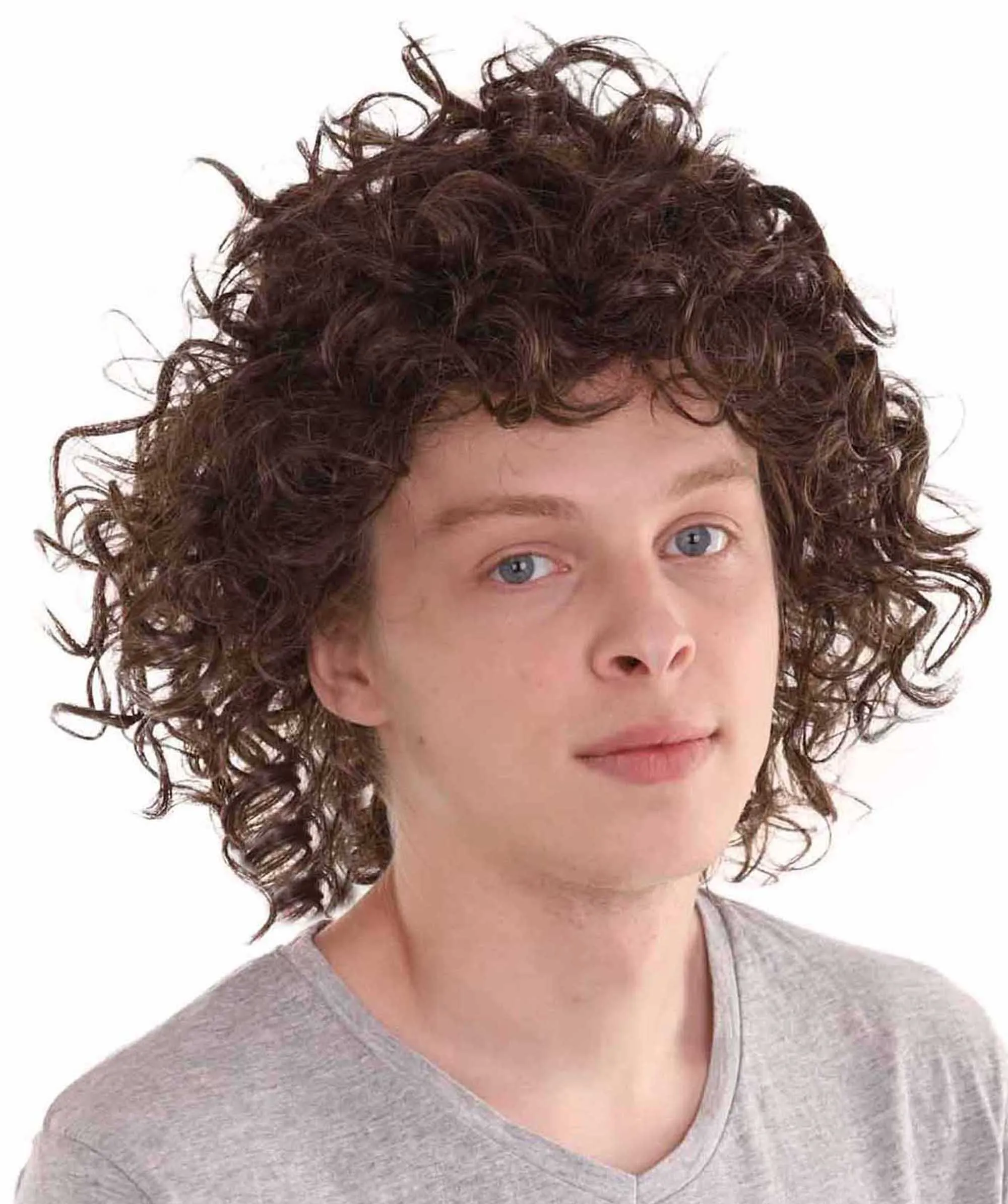 Movie Mens Wig | Brown Curly Cosplay Wig | Premium Breathable Capless Cap