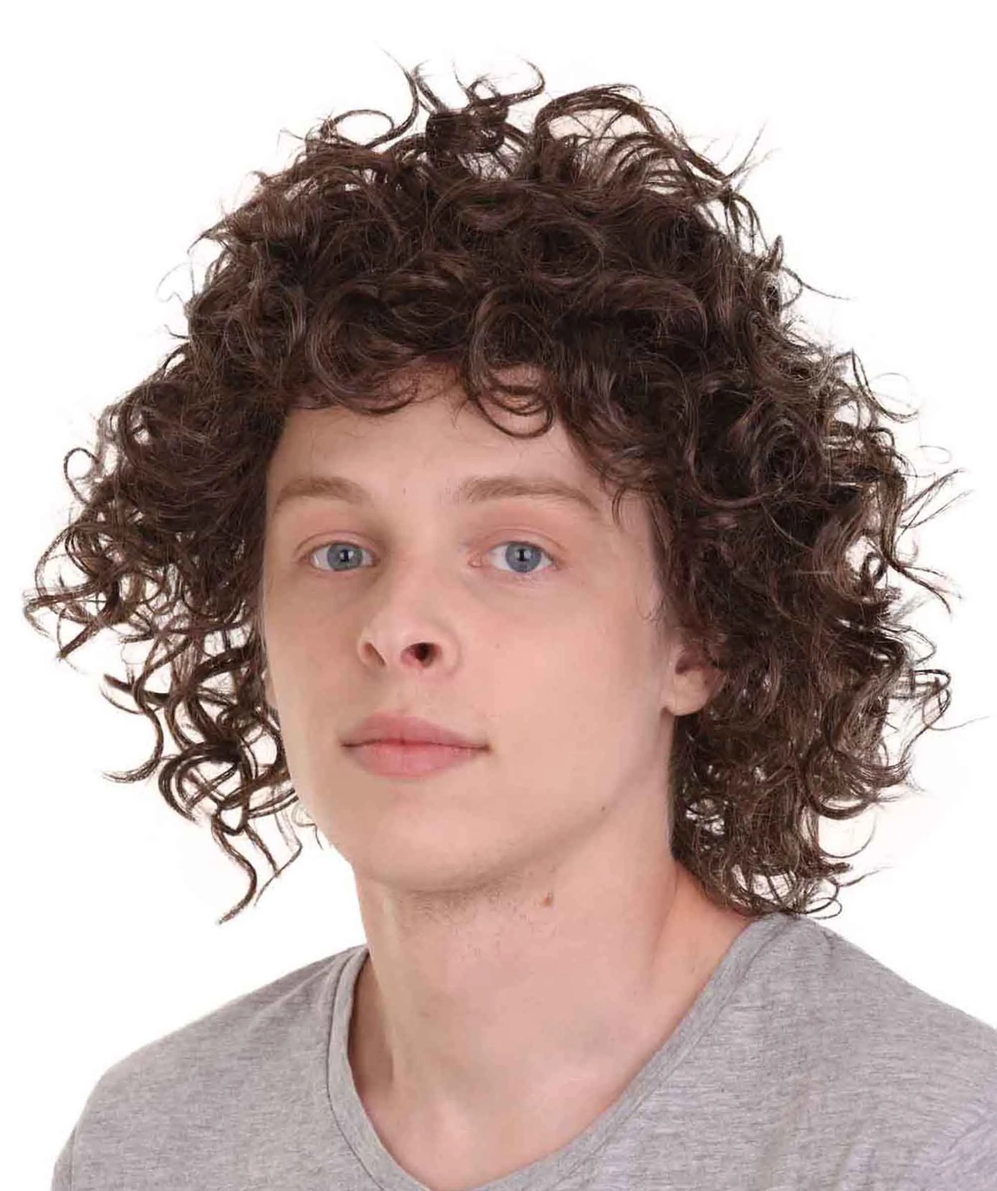 Movie Mens Wig | Brown Curly Cosplay Wig | Premium Breathable Capless Cap