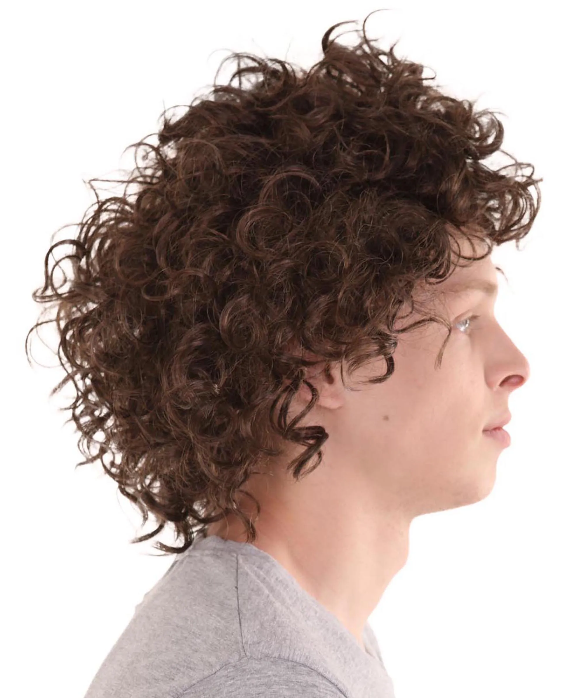 Movie Mens Wig | Brown Curly Cosplay Wig | Premium Breathable Capless Cap
