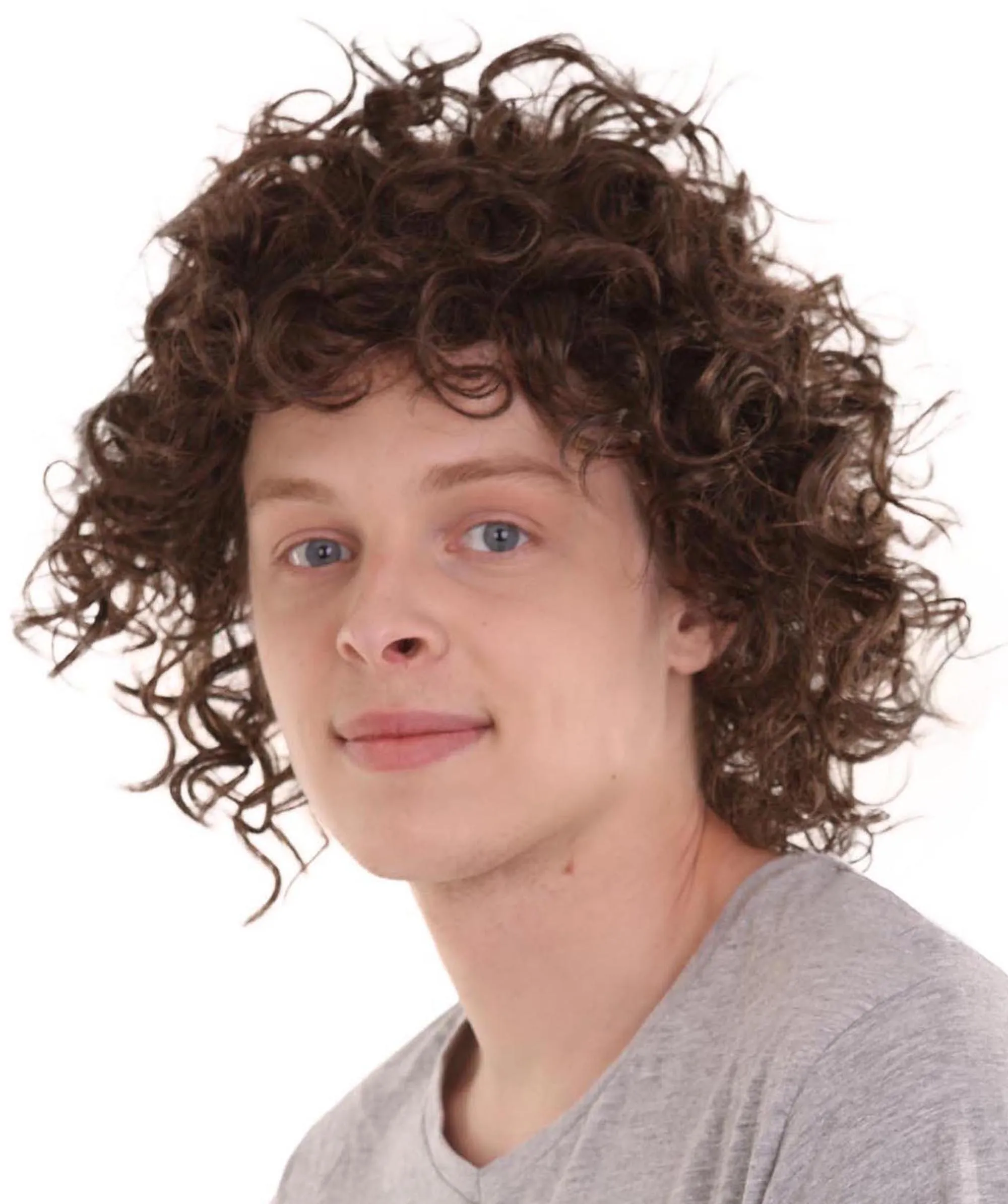 Movie Mens Wig | Brown Curly Cosplay Wig | Premium Breathable Capless Cap