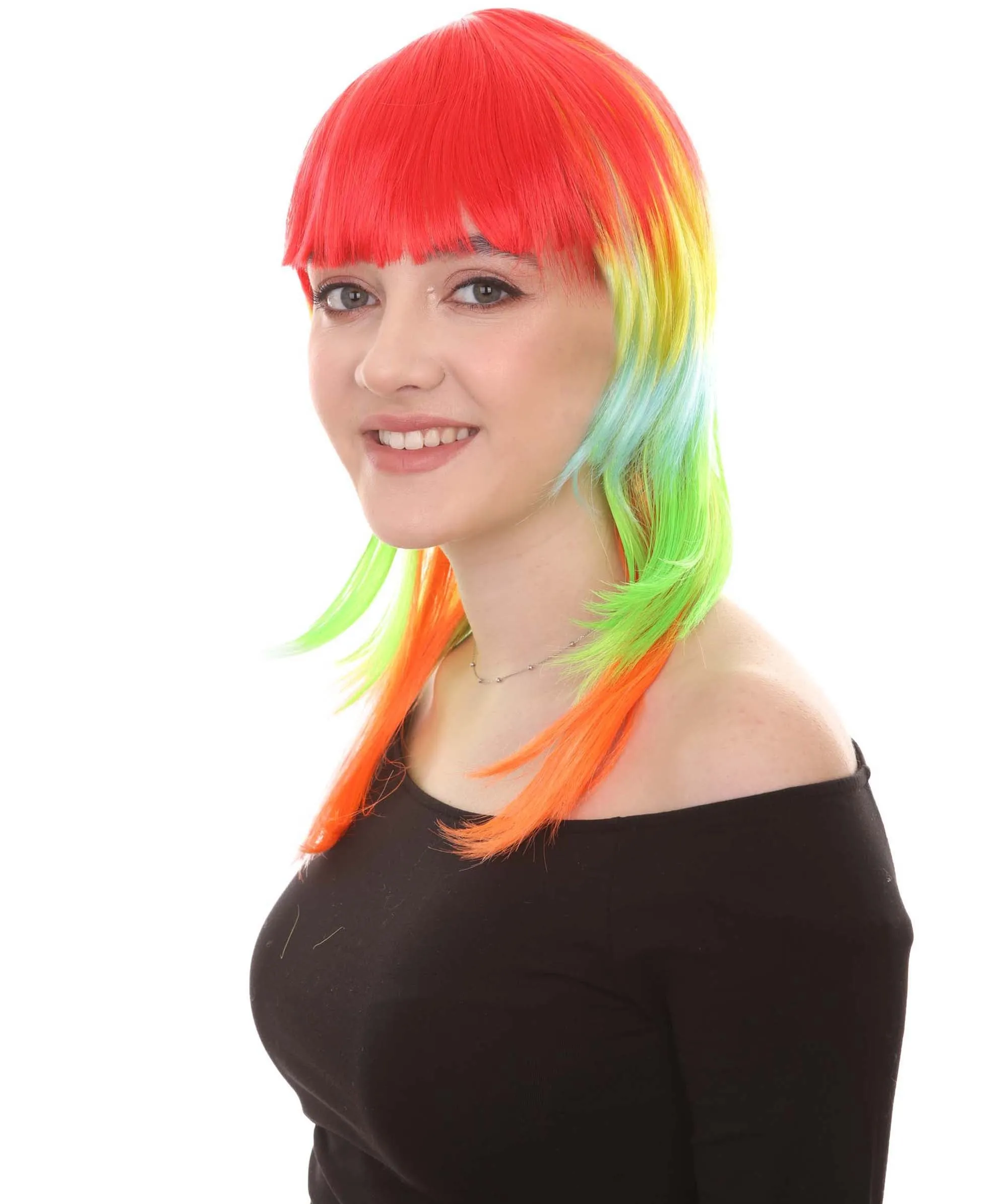 Multicolor Womens Wig | Party Ready Fancy Cosplay Halloween Wig | Premium Breathable Capless Cap