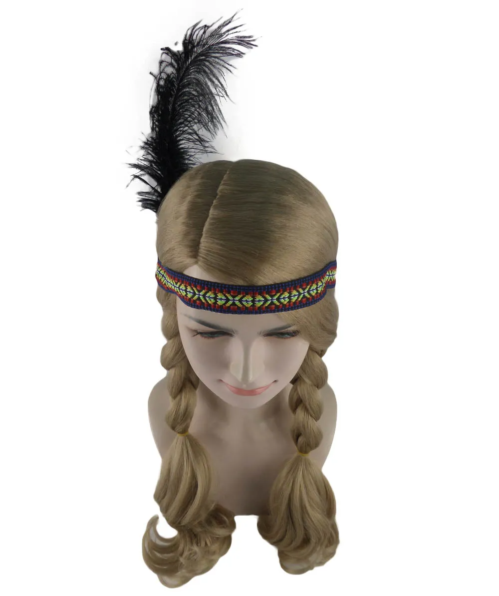 Native American Style Wig | TV/Movie Blonde Fancy Cosplay Halloween Wig | Premium Breathable Capless Cap