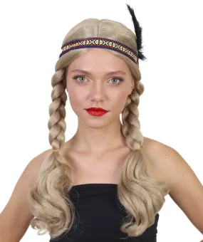 Native American Style Wig | TV/Movie Blonde Fancy Cosplay Halloween Wig | Premium Breathable Capless Cap