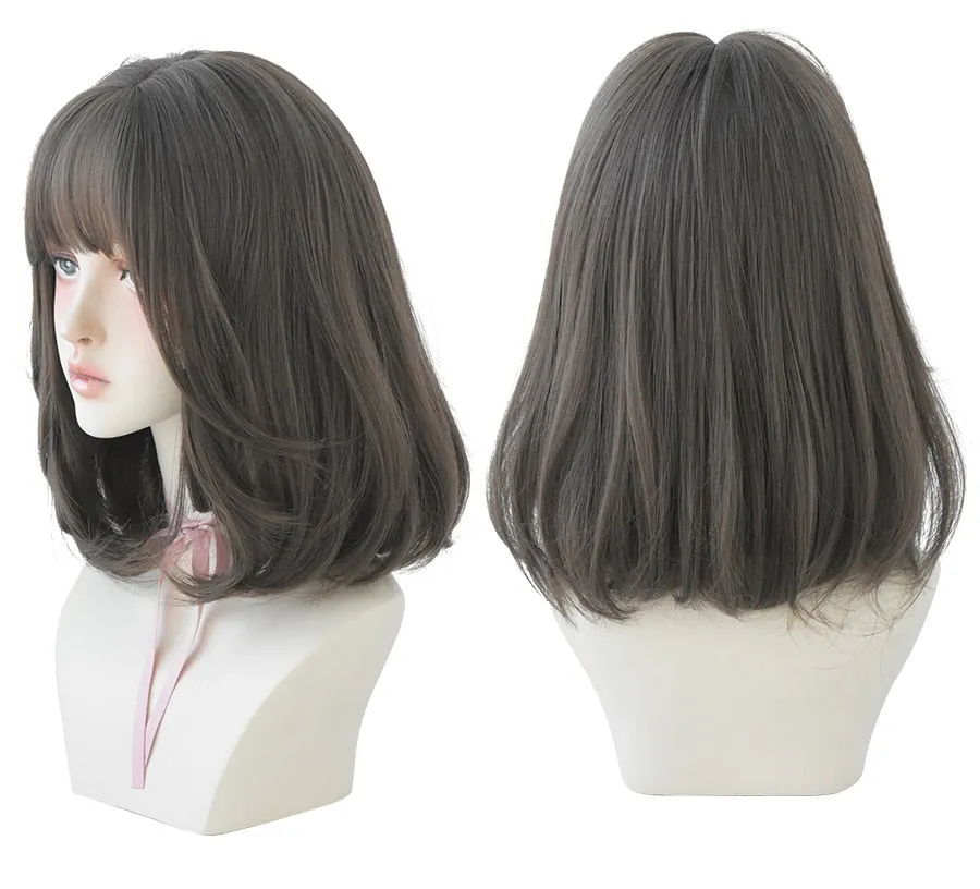 Natural Comfortable Synthetic Wig for Women Black Shoulder Straight Hair 14 Inch Fashion Hairstyle Wig