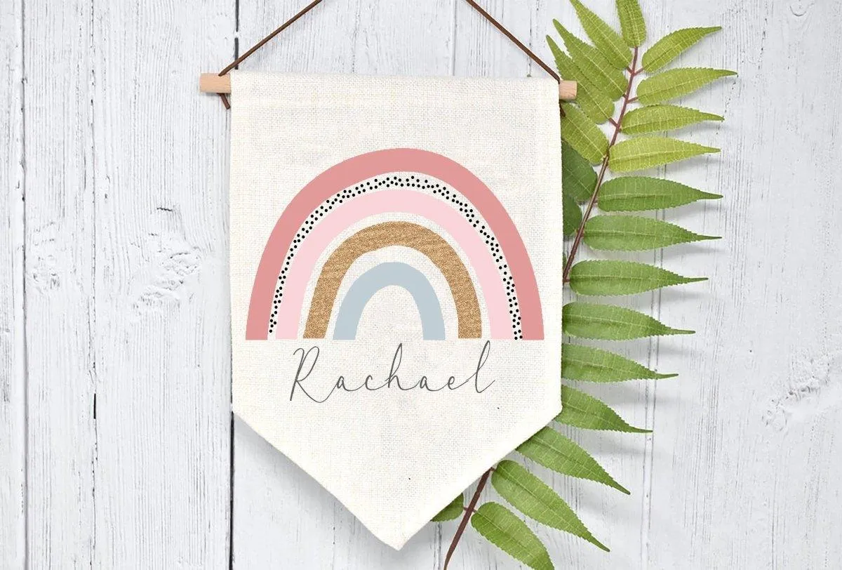Personalised Rainbow Flag, Personalised Rainbow Bedroom Decor, Teen Rainbow Decor, Rainbow Room, Wall Decor, Rainbow Gifts, Pendent Flag