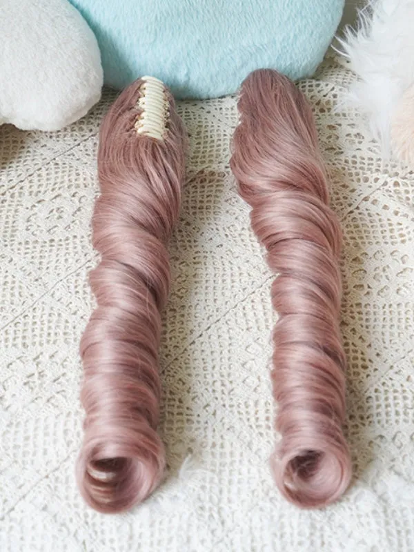 Pink Bob Cut Straight Wig With Bangs＋Double Long/Short Ponytail Claw Clips