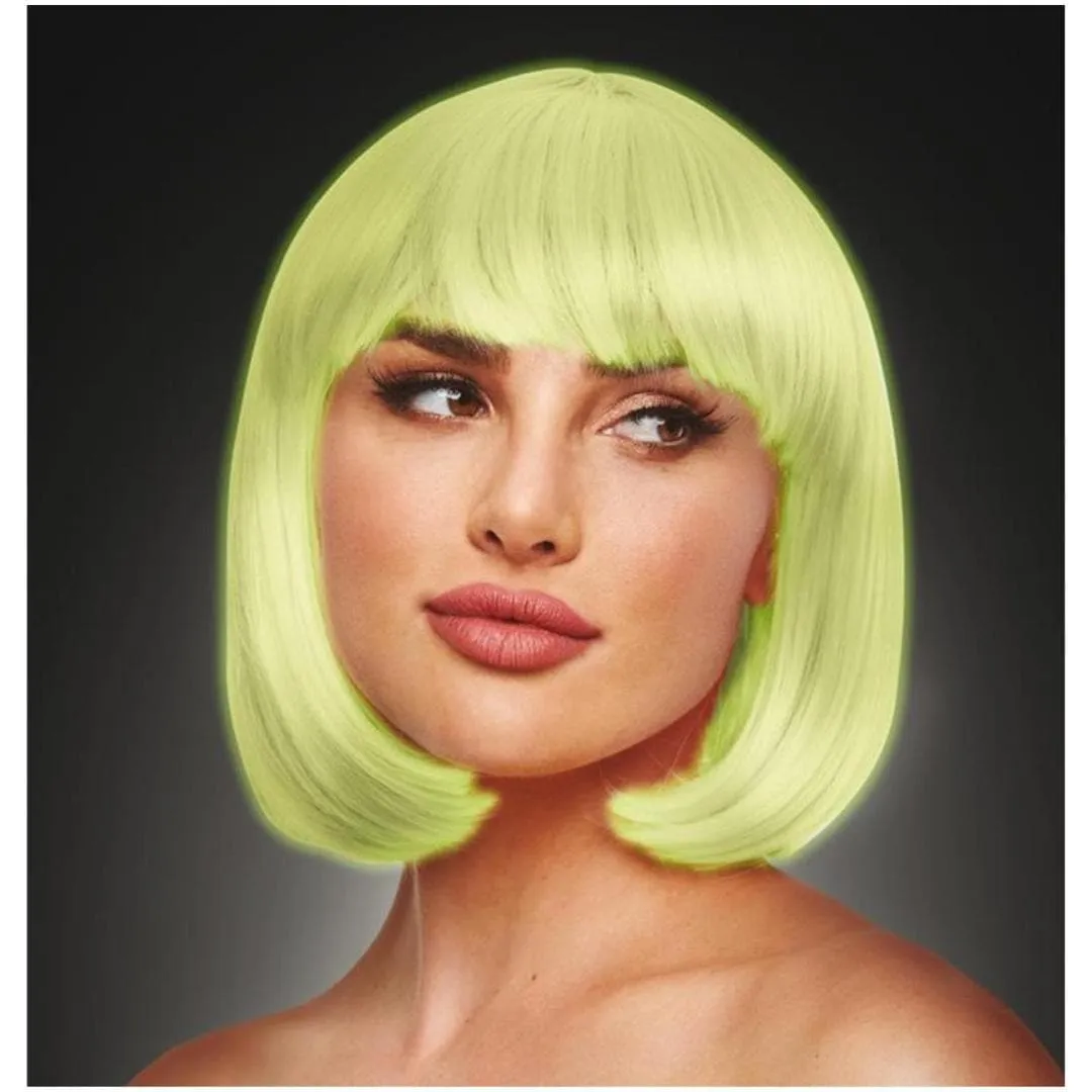 Pleasure Wigs Cici Wig Bubblegum Pink and Glow in the Dark Neon Yellow