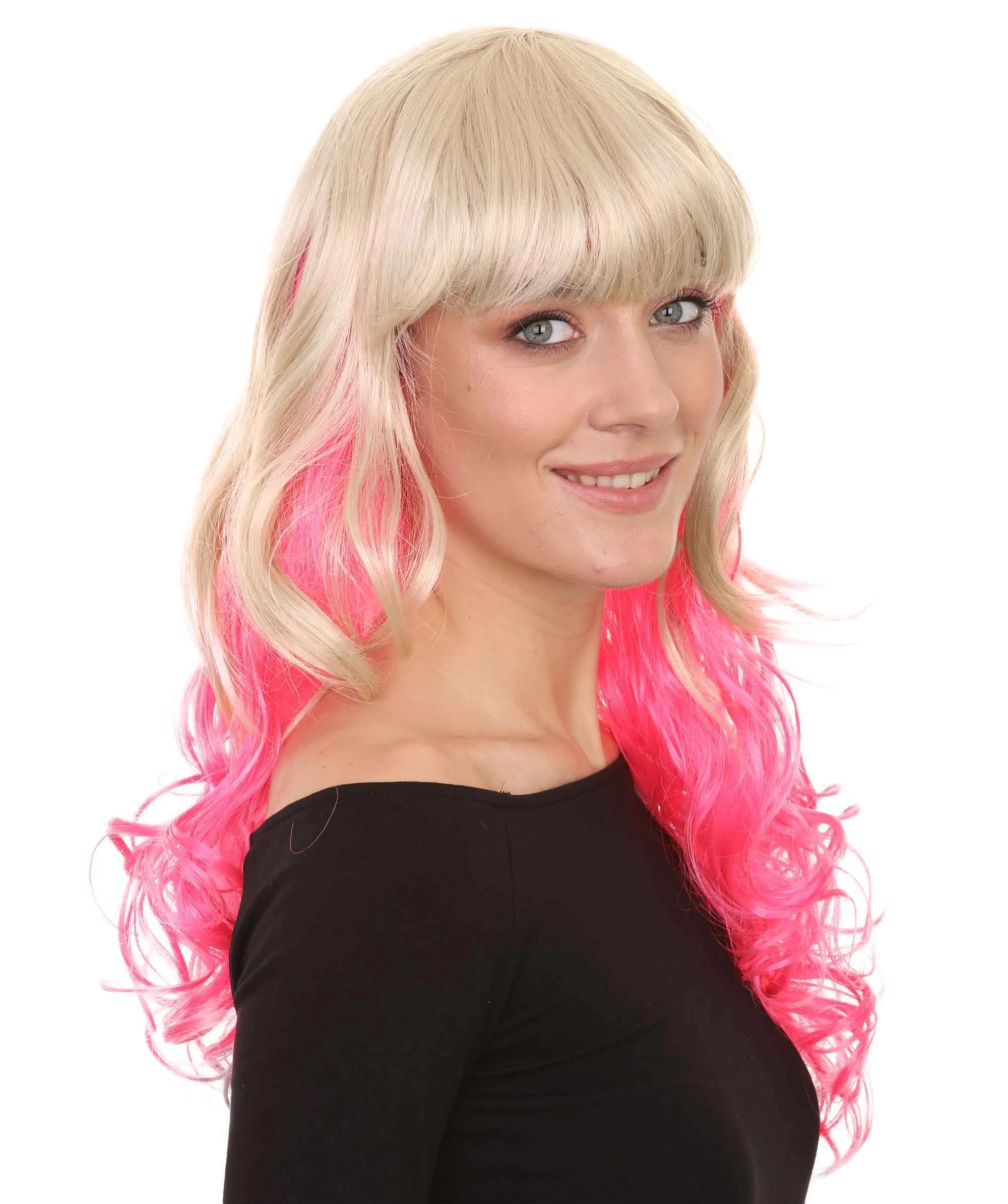 Princess Jessie Womens Wig | Blond Pink Cosplay Halloween Wig | Premium Breathable Capless Cap