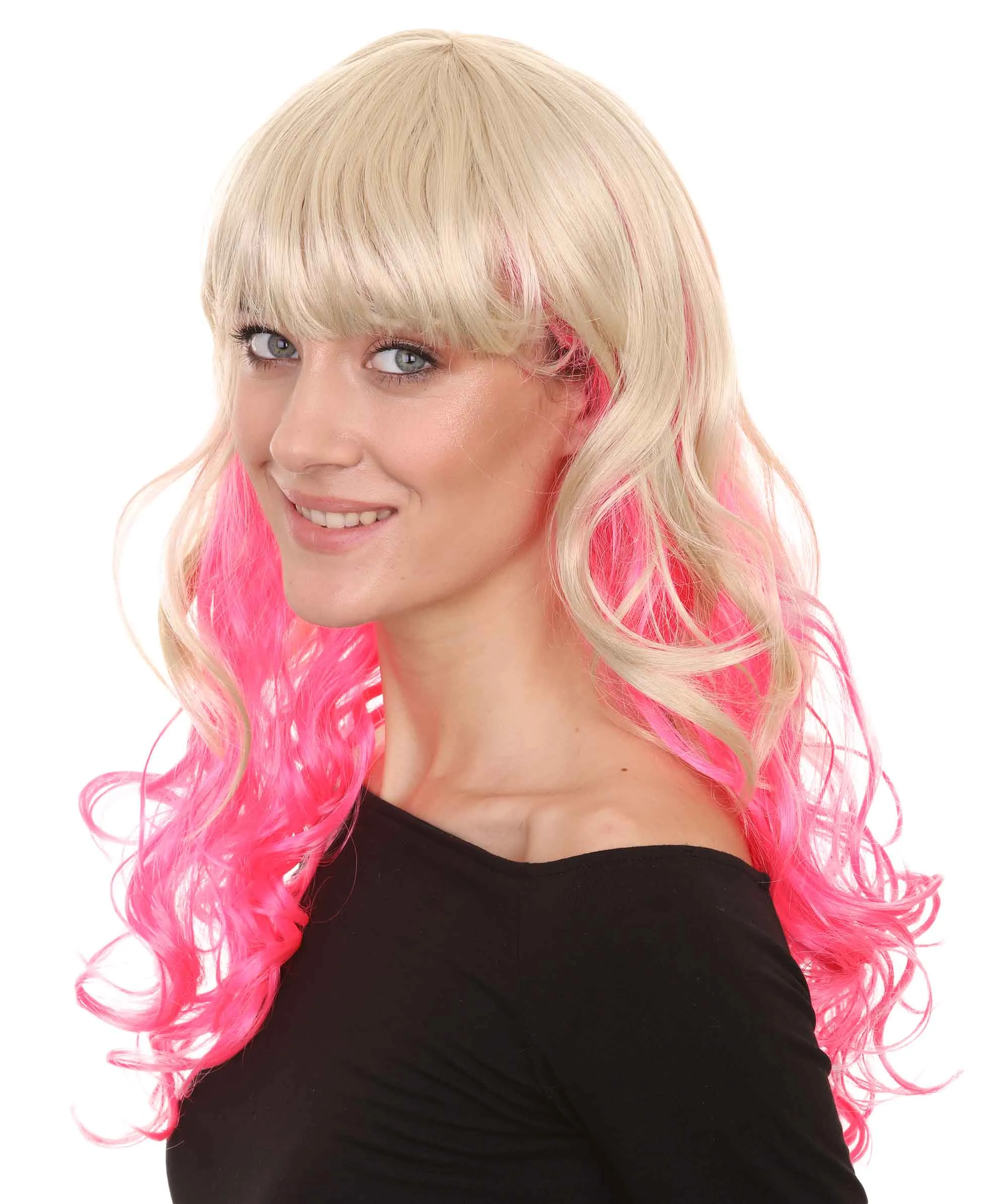 Princess Jessie Womens Wig | Blond Pink Cosplay Halloween Wig | Premium Breathable Capless Cap