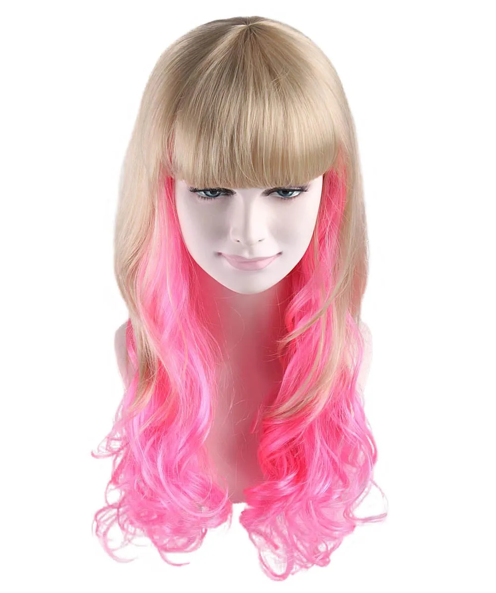 Princess Jessie Womens Wig | Blond Pink Cosplay Halloween Wig | Premium Breathable Capless Cap