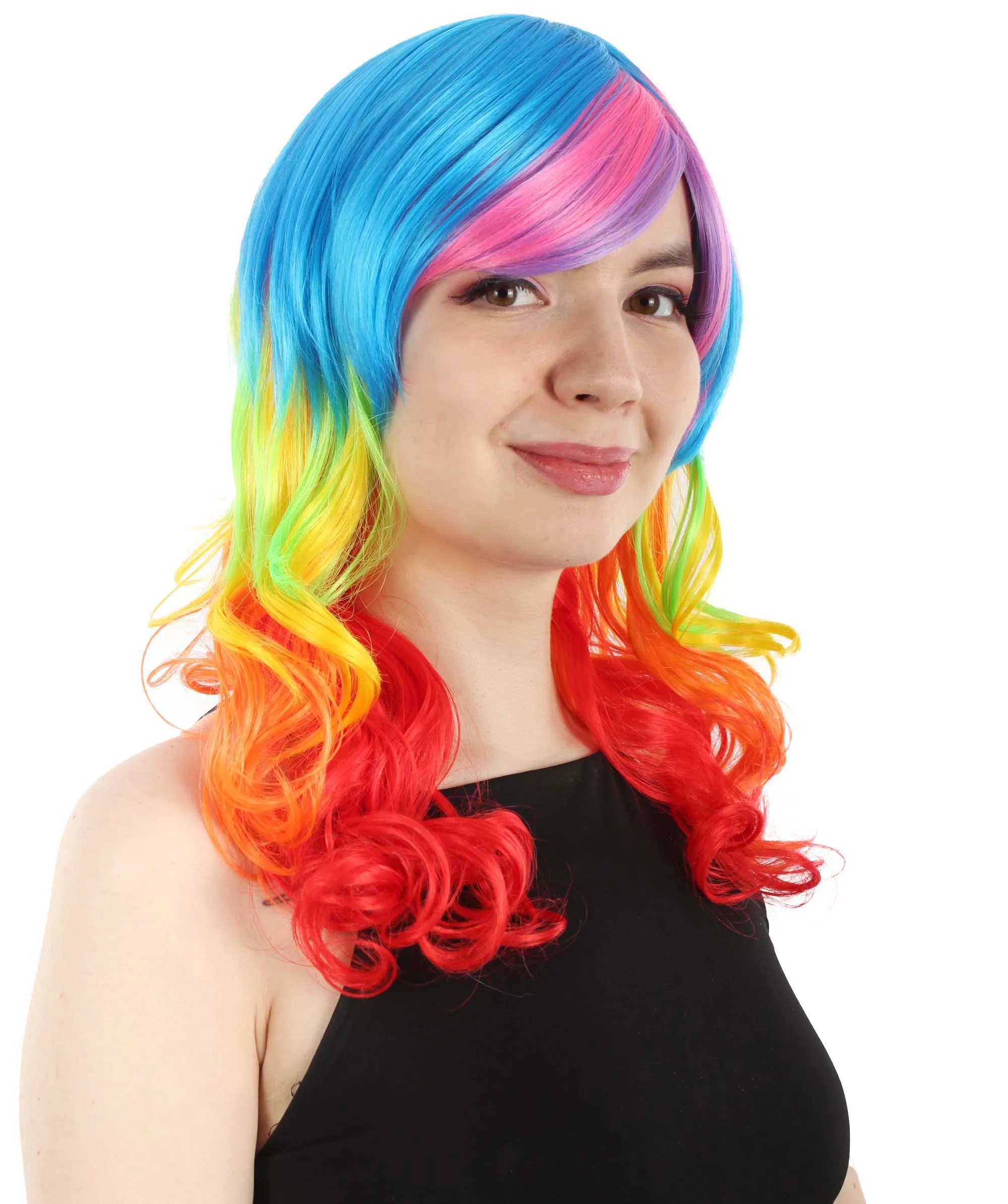 Rainbow Dash Wig | Multicolor Character Cosplay Halloween Wig | Premium Breathable Capless Cap