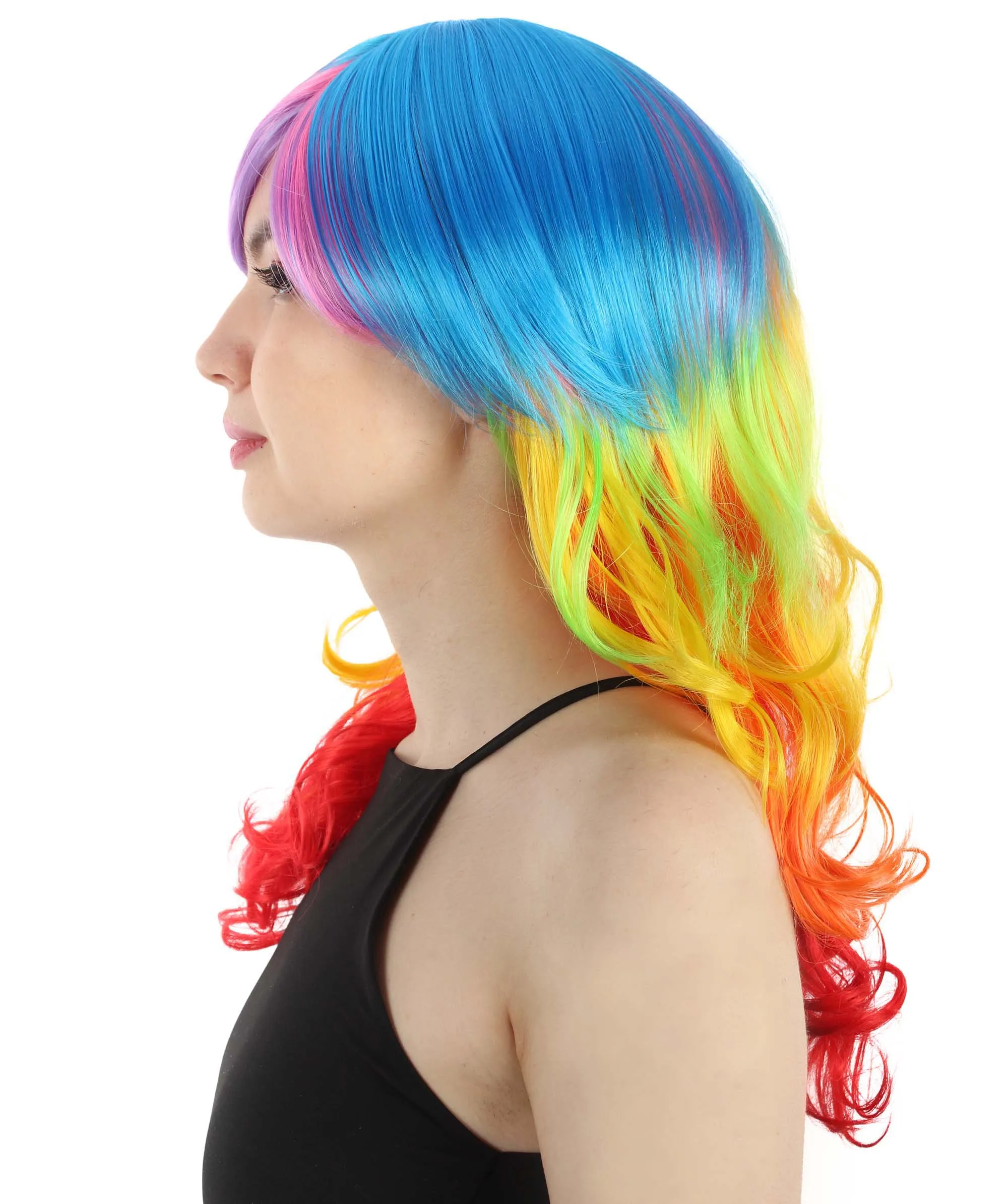 Rainbow Dash Wig | Multicolor Character Cosplay Halloween Wig | Premium Breathable Capless Cap