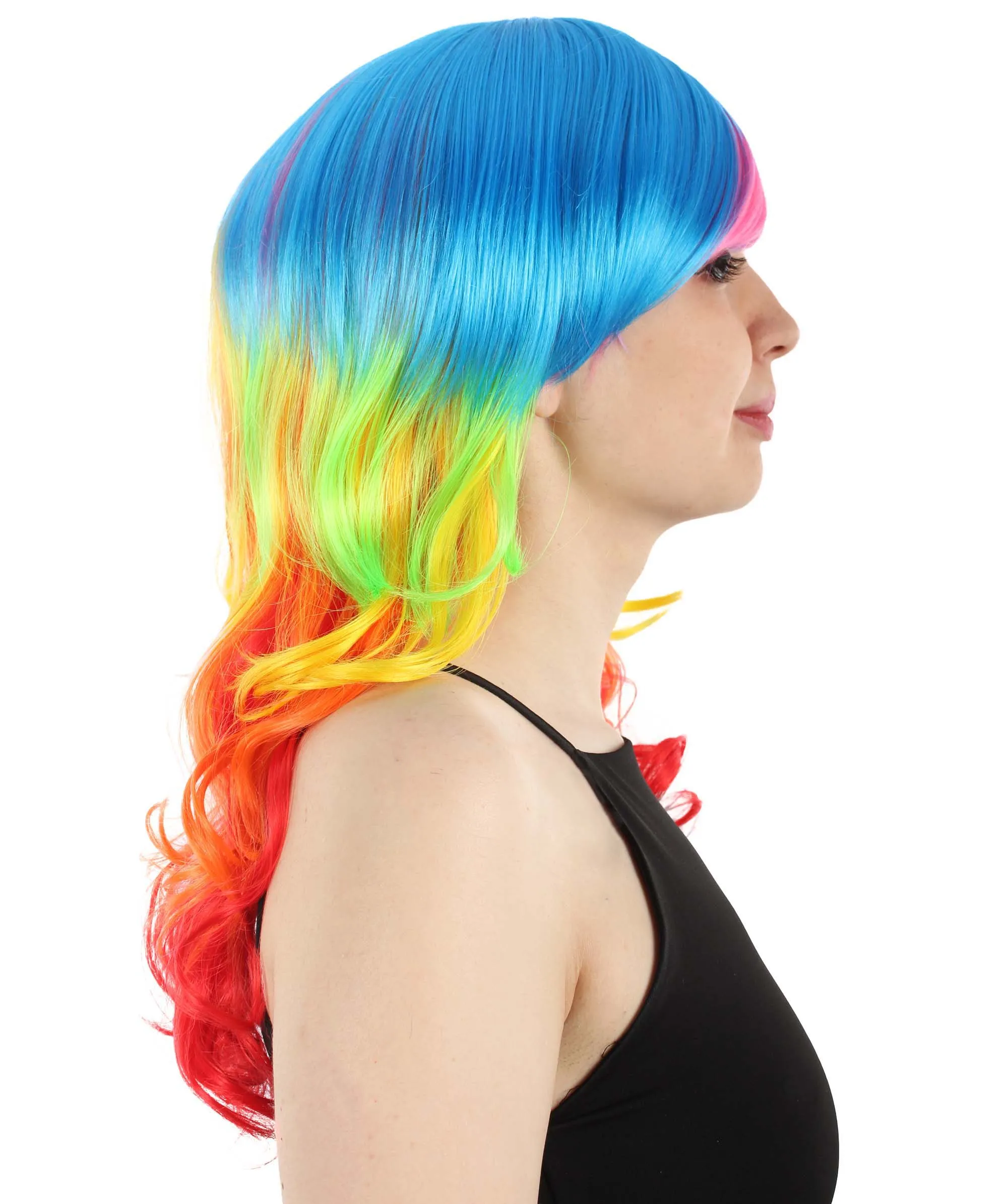 Rainbow Dash Wig | Multicolor Character Cosplay Halloween Wig | Premium Breathable Capless Cap
