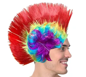 Rainbow MOHAWK WIG 70s 80s Rock Punk Hair Costume Mohican Rooster Wig Fancy