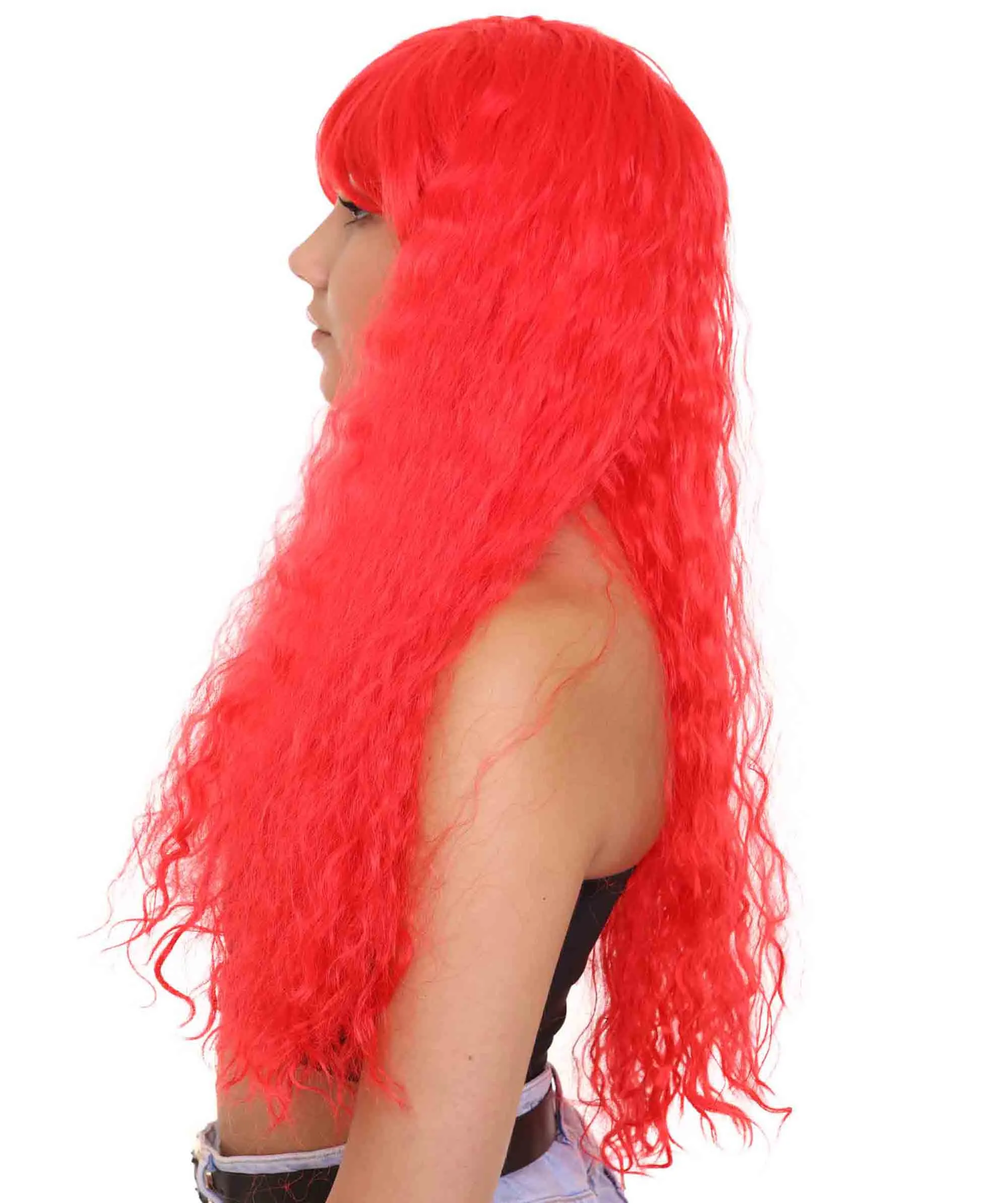 Red Curly Womens Wig | Long Party Ready Fancy Cosplay Halloween Wig | Premium Breathable Capless Cap