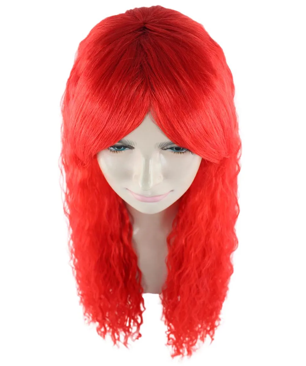 Red Curly Womens Wig | Long Party Ready Fancy Cosplay Halloween Wig | Premium Breathable Capless Cap