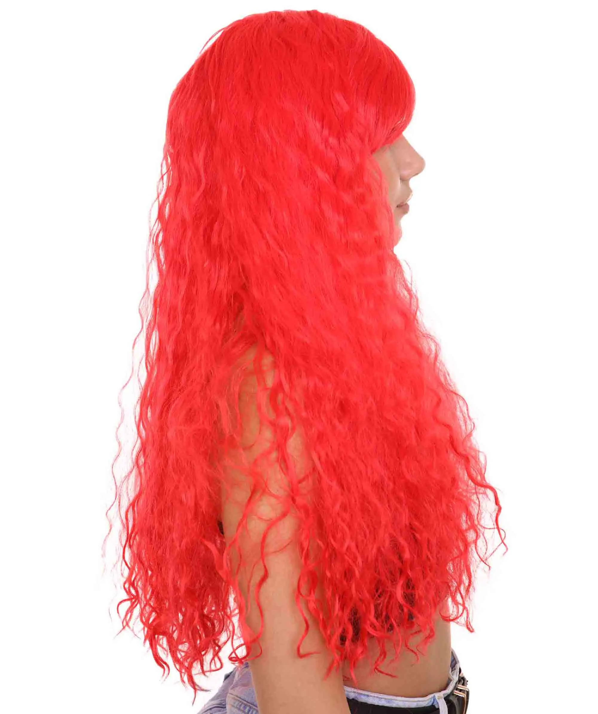 Red Curly Womens Wig | Long Party Ready Fancy Cosplay Halloween Wig | Premium Breathable Capless Cap