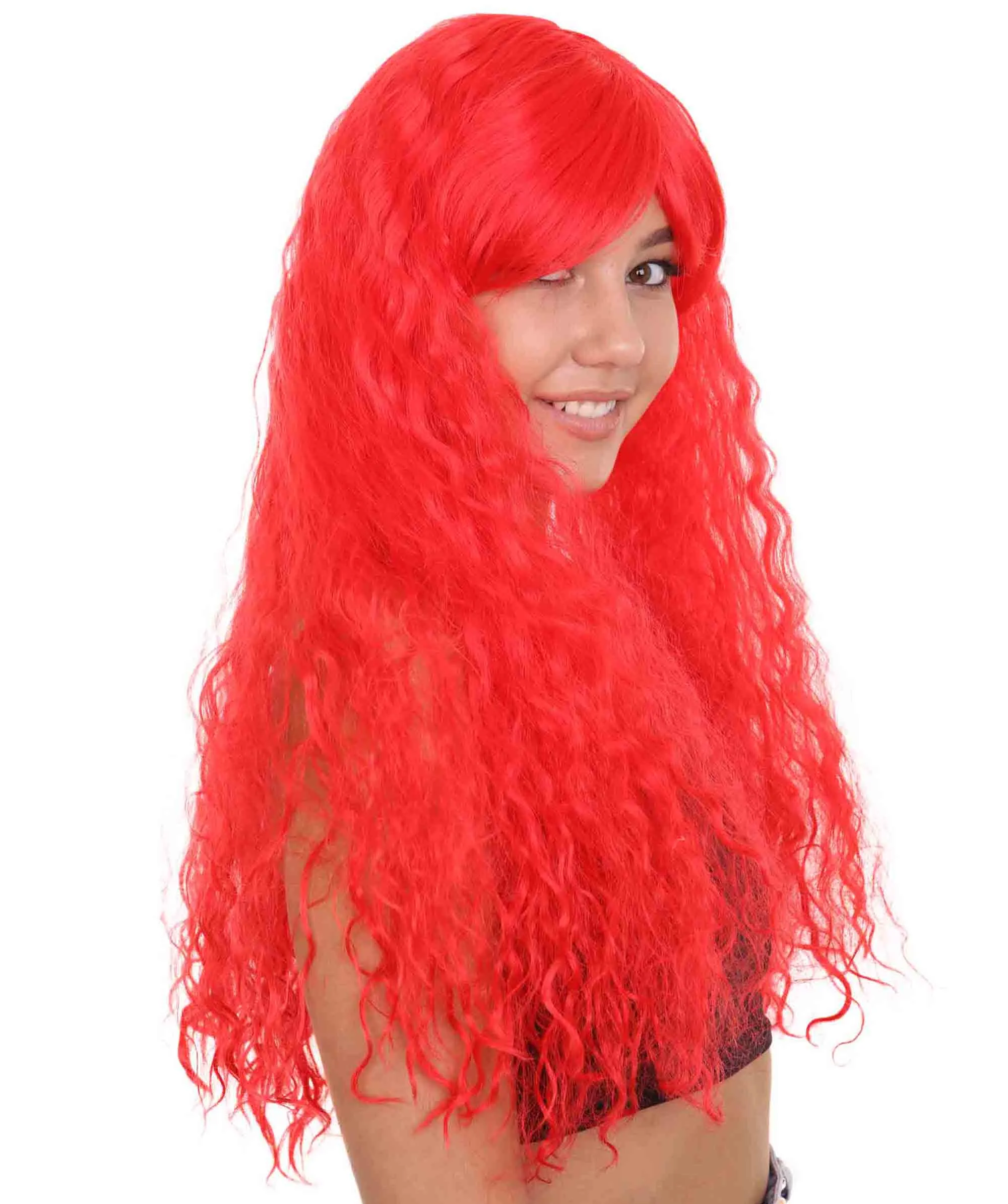 Red Curly Womens Wig | Long Party Ready Fancy Cosplay Halloween Wig | Premium Breathable Capless Cap