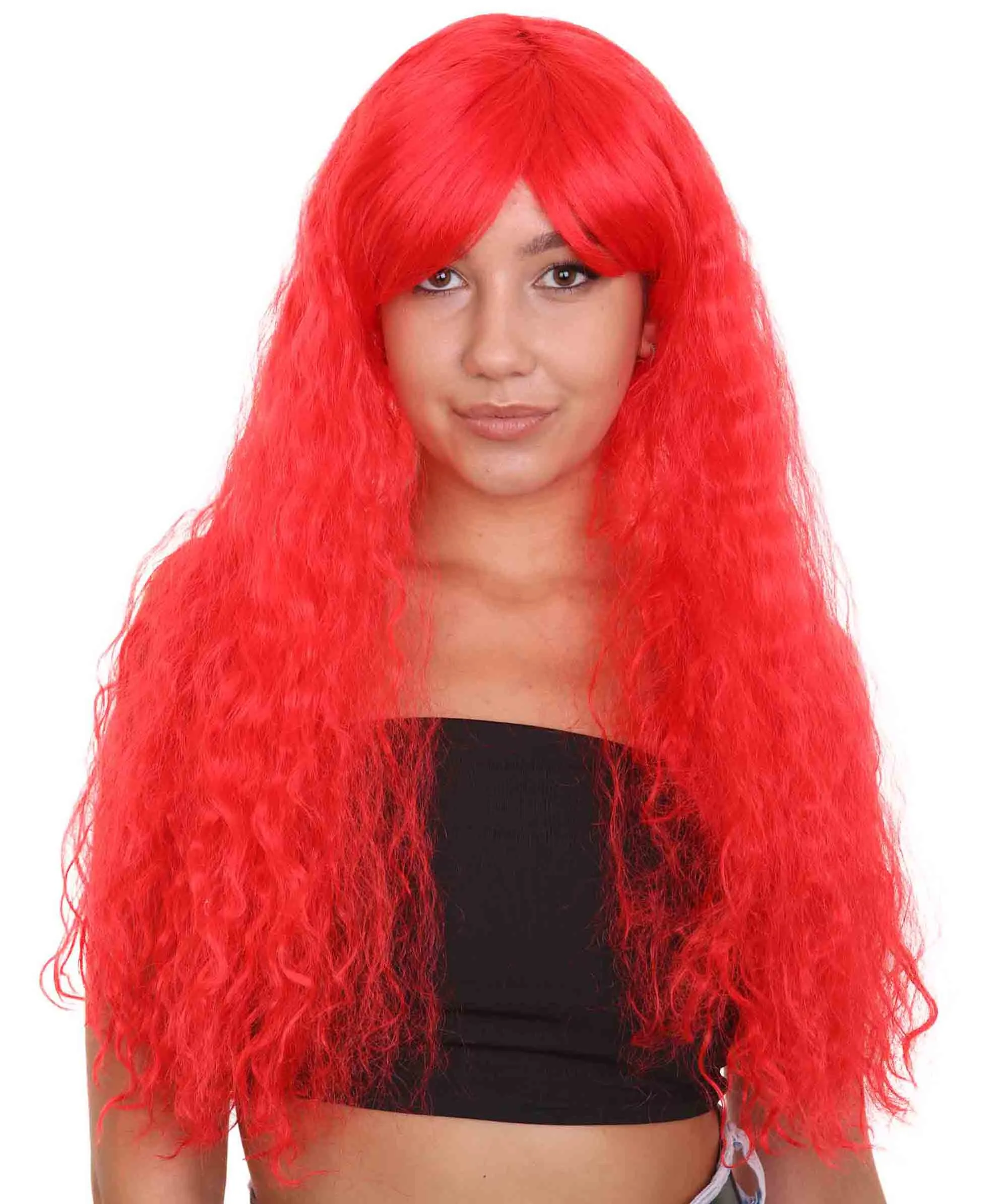 Red Curly Womens Wig | Long Party Ready Fancy Cosplay Halloween Wig | Premium Breathable Capless Cap