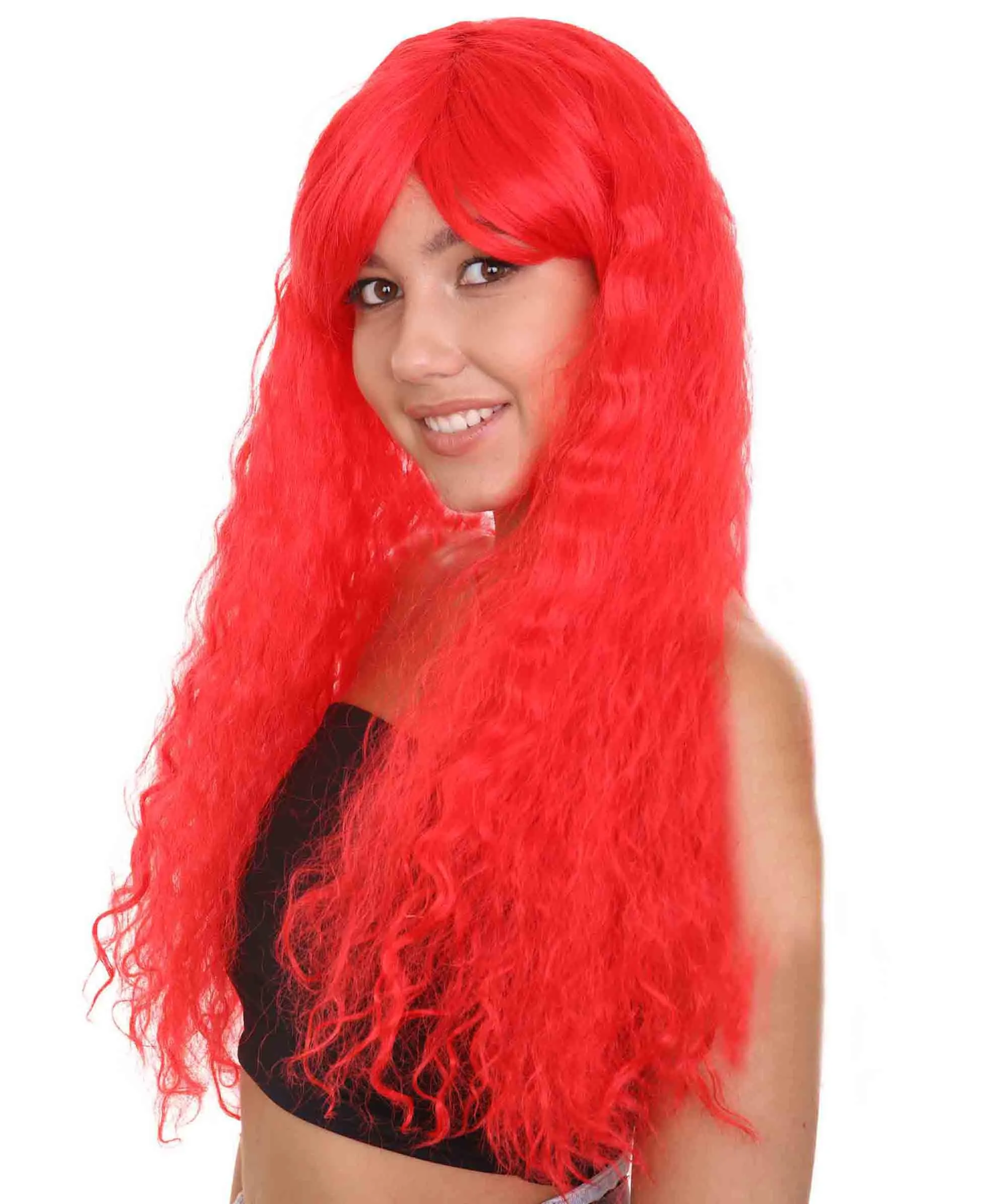 Red Curly Womens Wig | Long Party Ready Fancy Cosplay Halloween Wig | Premium Breathable Capless Cap