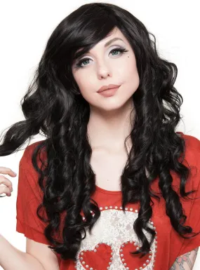 Ringlet Curls Womens Deluxe Black Heat Resistant Wig