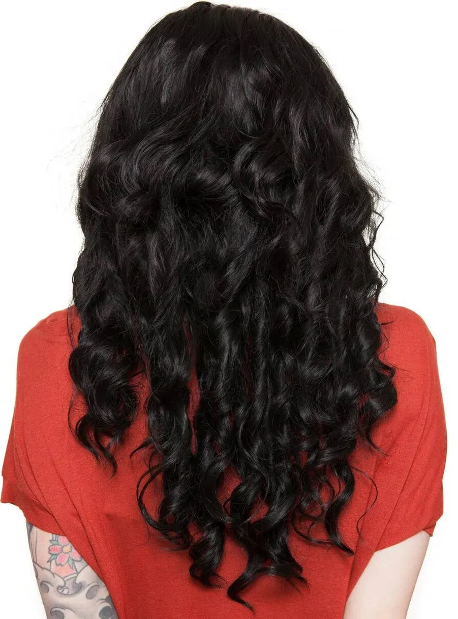 Ringlet Curls Womens Deluxe Black Heat Resistant Wig