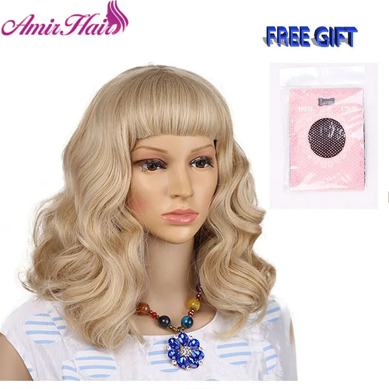Short Wavy Synthetic Retro Style Wigs with Curly Bangs Black Rockabilly Vintage Wigs for Women Daily/Party/Cosplay