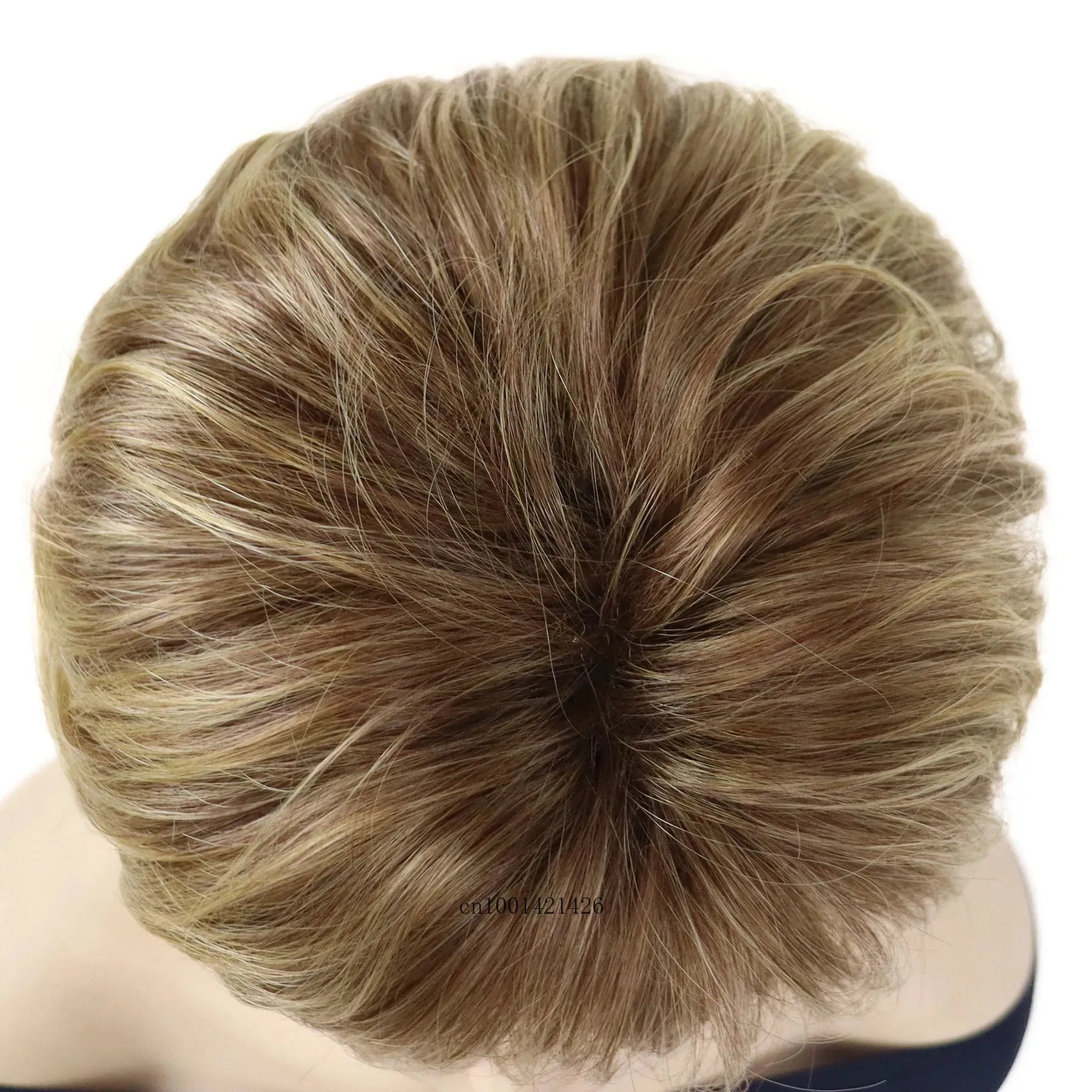 Short Wigs for Women Synthetic Hair Mix Brown Blonde Wig with Bangs Mommy Wigs Old Lady Costume Party Daily Use Cosplay Wigs
