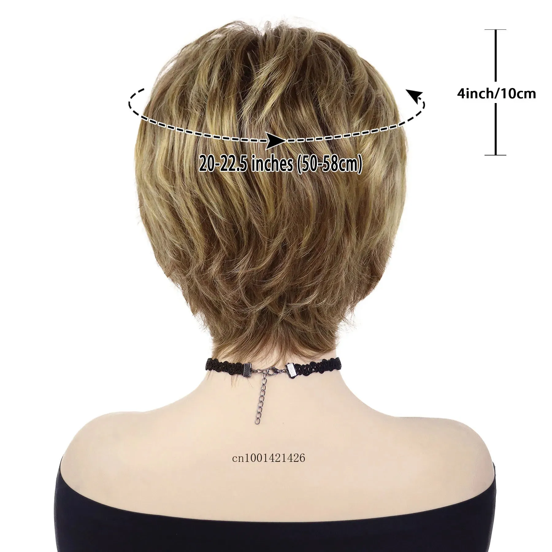 Short Wigs for Women Synthetic Hair Mix Brown Blonde Wig with Bangs Mommy Wigs Old Lady Costume Party Daily Use Cosplay Wigs