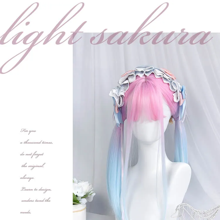 Sweet Macaron Pink Blue Gradient Straight Wig
