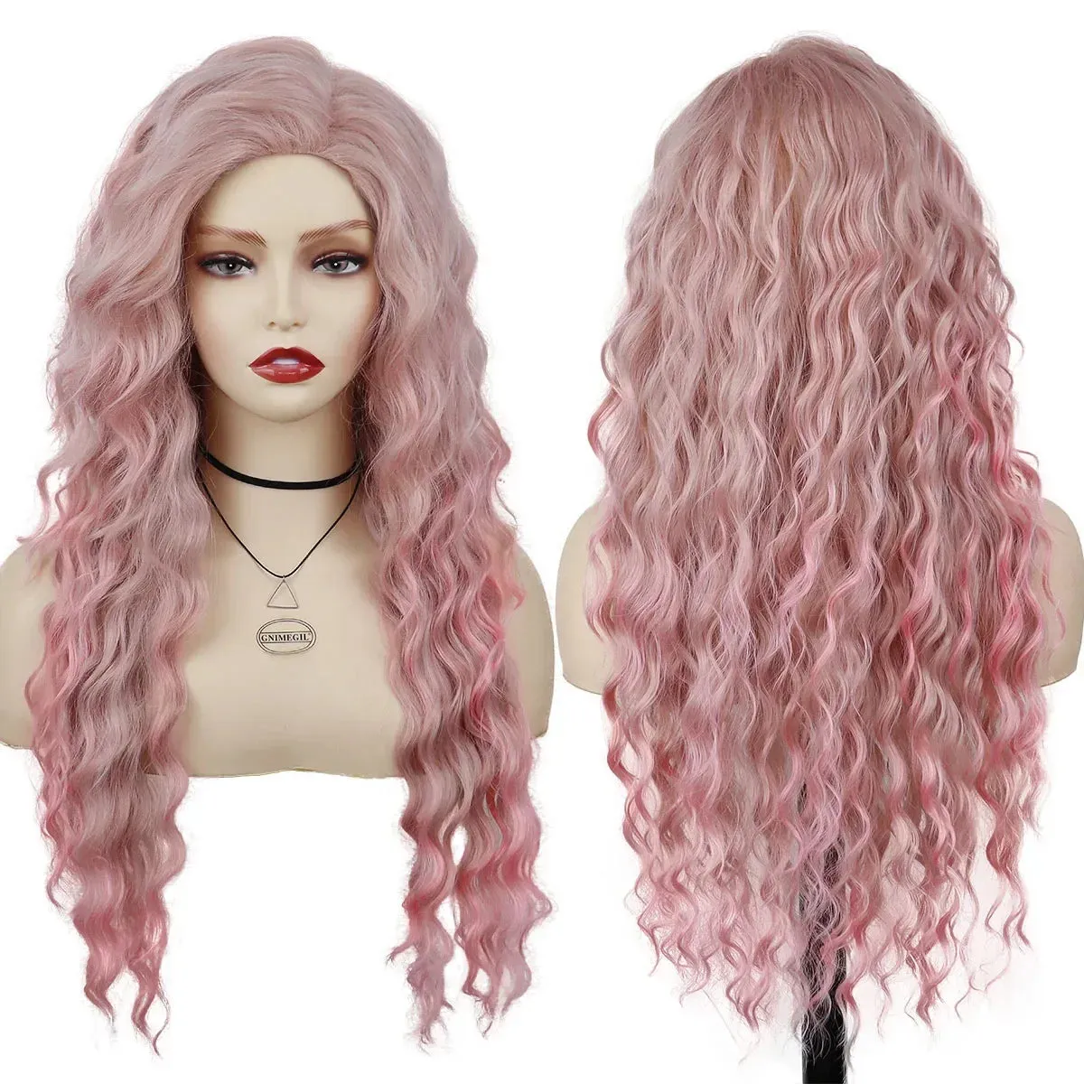 Synthetic Hair Long Curly Wavy Wigs for White Women Blonde Carnival Wig Natural Wave Cosplay Princess Halloween Costume Wig 26"