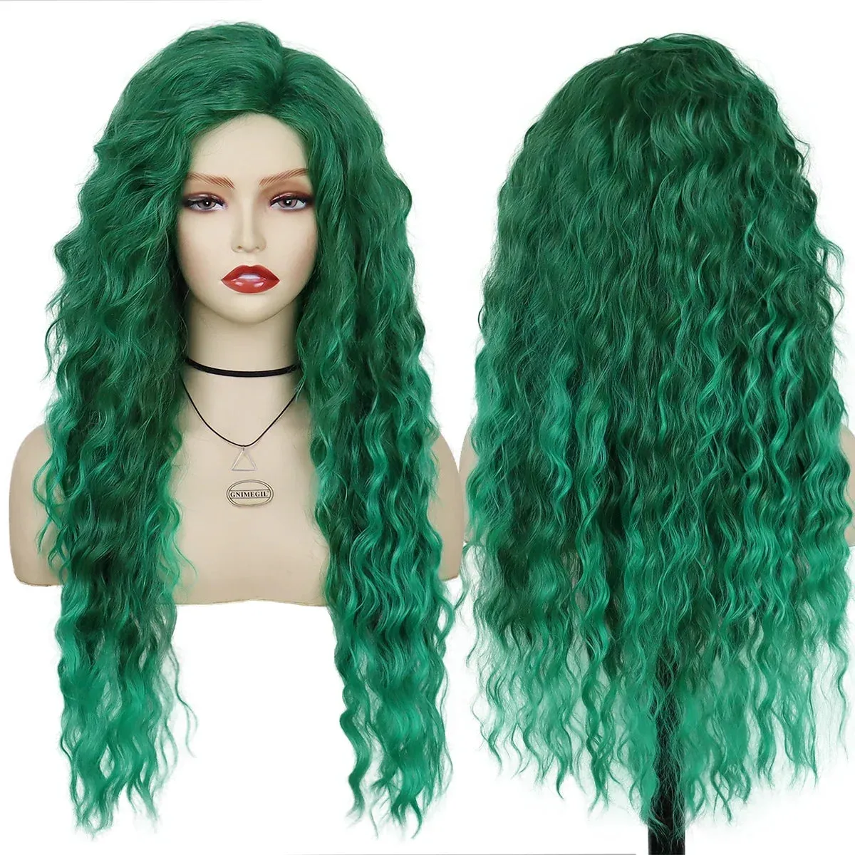 Synthetic Hair Long Curly Wavy Wigs for White Women Blonde Carnival Wig Natural Wave Cosplay Princess Halloween Costume Wig 26"