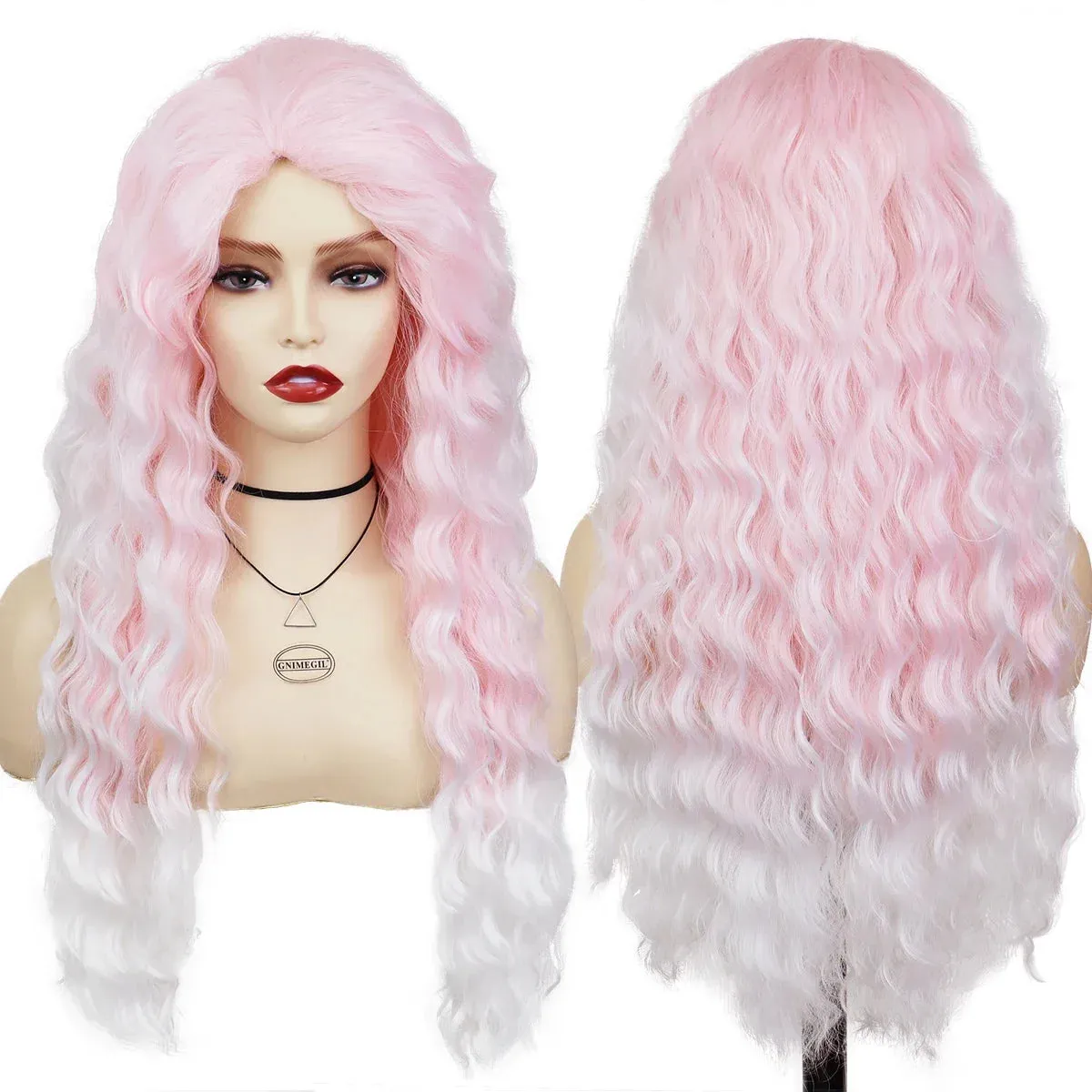 Synthetic Hair Long Curly Wavy Wigs for White Women Blonde Carnival Wig Natural Wave Cosplay Princess Halloween Costume Wig 26"