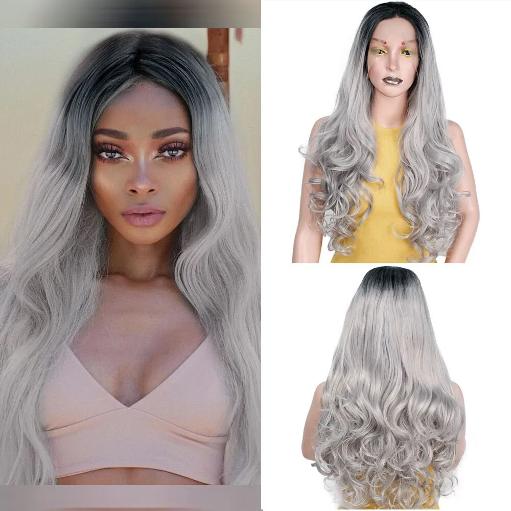 Synthetic Lace Front Wig Long Wavy Wigs for Women Water Wave Heat Resistant Synthetic Wigs