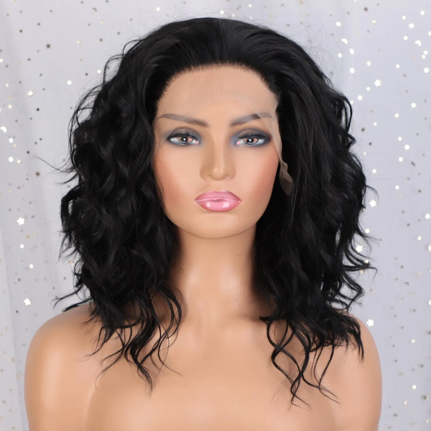 Synthetic Lace Front Wigs for Women Black Mid-length Wavy Free Part  Women's Wigs Cosplay Wig Wigs